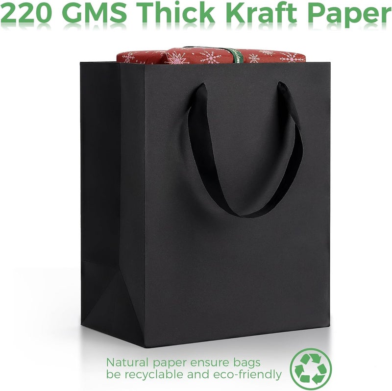 MOXARYSU Black Gift Bags With Handles: 8x5x10 Inch 50pcs Black Paper Bags Medium Bulk For Party Shopping Birthday Wedding (M, 50) - Image 5